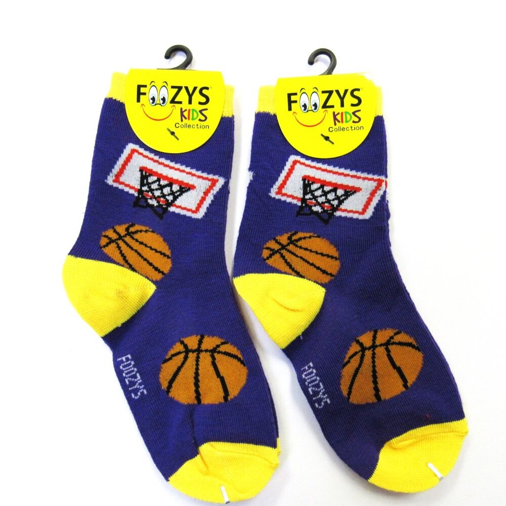 2 Pairs Foozys Kids Collection Boys Girls Unisex  Novelty Fun Socks Basketball P